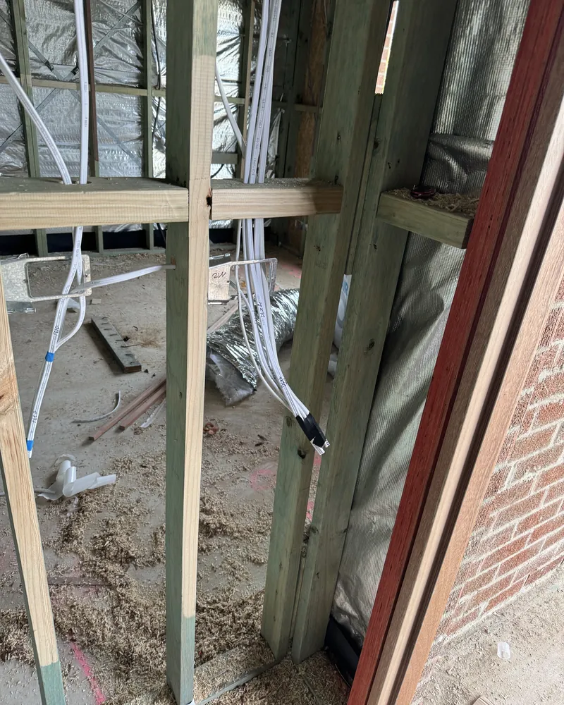 Townhouse electrical rough in with cable runs to the sub board position